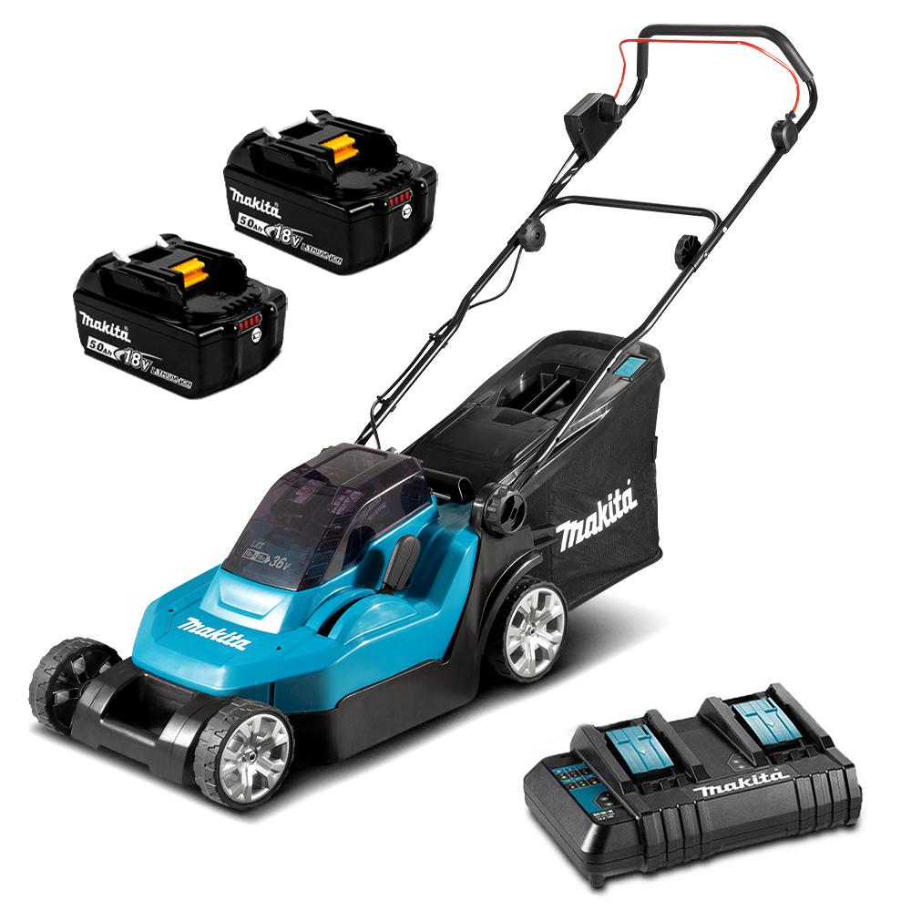 Makita DLM382CT2 36V (18V x 2) Li-ion Cordless Brushless 380mm (15") Lawn Mower Combo Kit