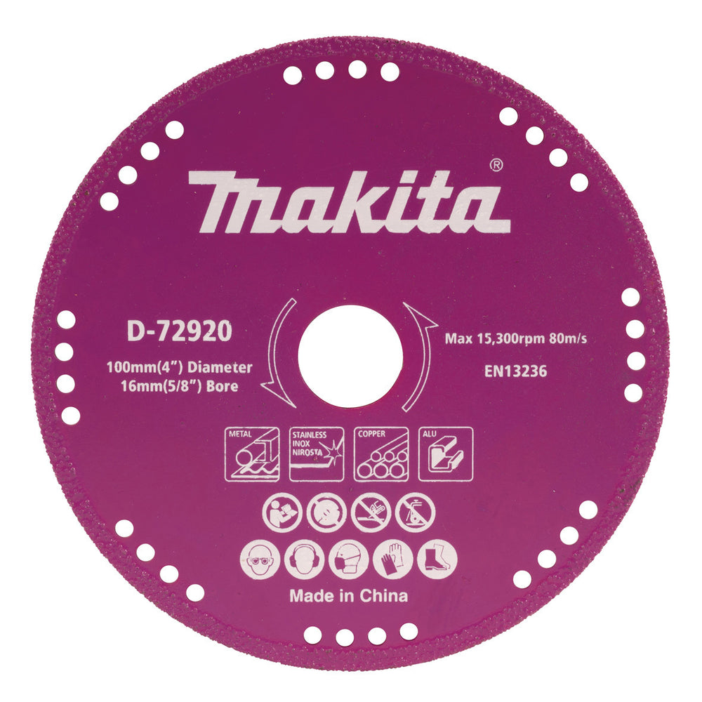 Makita 100Mm Metal Cut Vac Brazed Diamond Blade D-72920