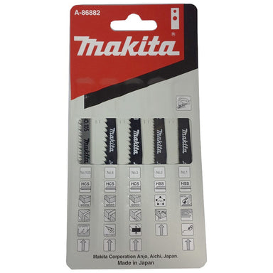 MAKITA JIGSAW BLADE ASSORTMENT - MAKITA TYPE - (5PK)- No:1 / 2 / 3 / 8 & 10S A-86882
