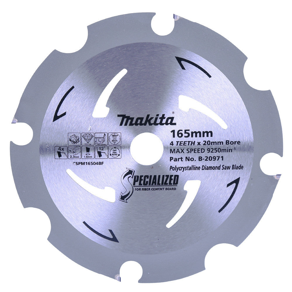 MAKITA PCD FIBRE CEMENT SAW BLADE 165mm x 20mm x 4T B-20971