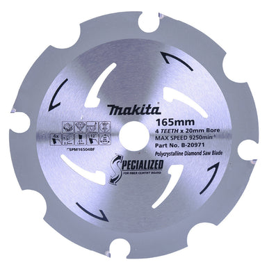 MAKITA PCD FIBRE CEMENT SAW BLADE 165mm x 20mm x 4T B-20971