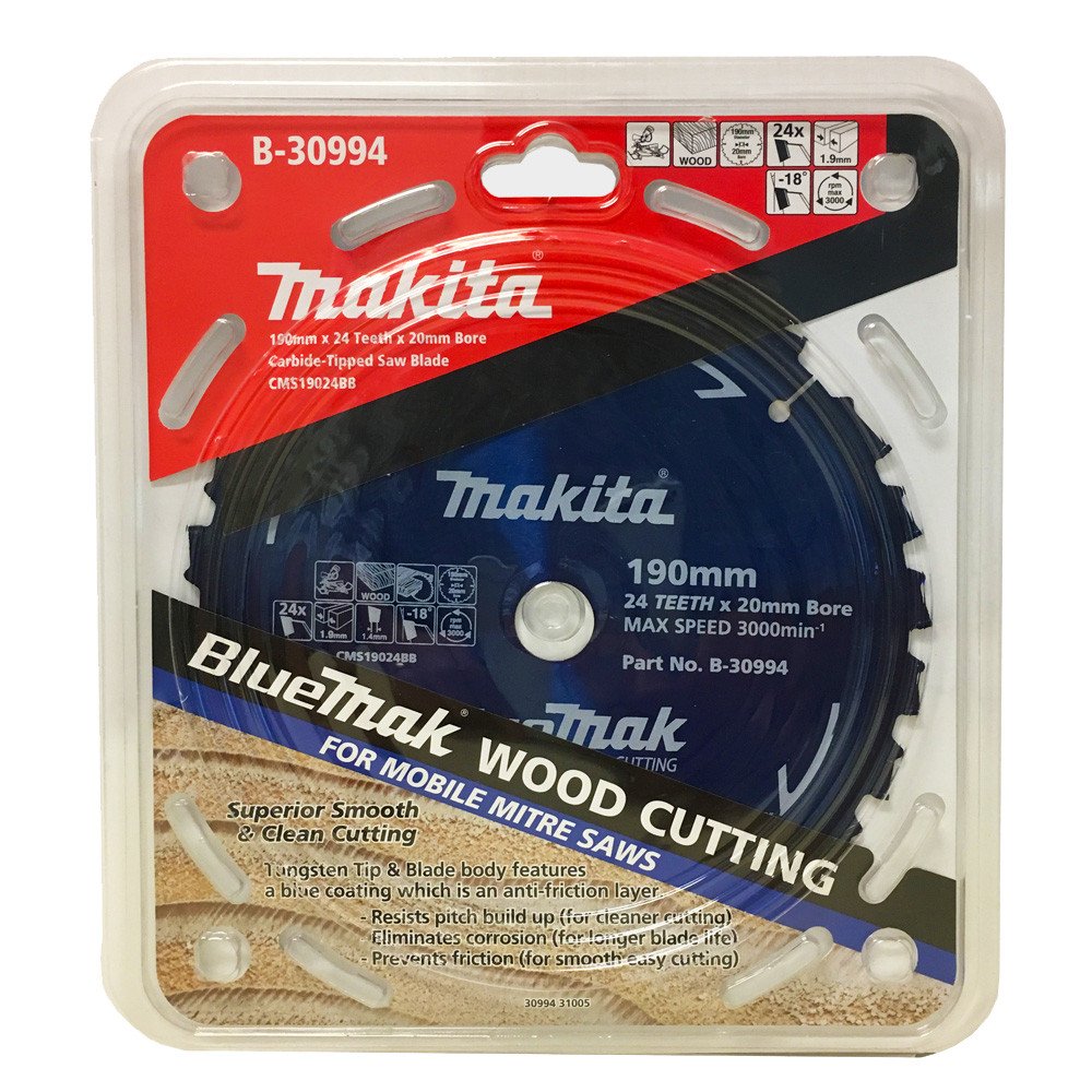 MAKITA BLUEMAK TCT SAW BLADE 190mm x 20mm x 24T - ( suits DLS713 only ) B-30994