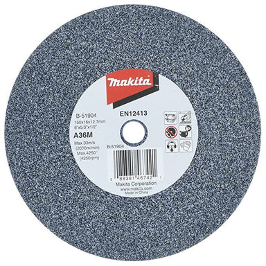 MAKITA 150mm x 16 x 12.7mm BENCH GRINDING WHEEL ALU OXIDE A36M B-51904