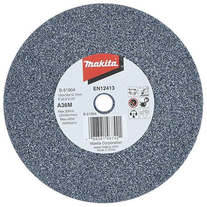 MAKITA 150mm x 16 x 12.7mm BENCH GRINDING WHEEL ALU OXIDE A36M B-51904