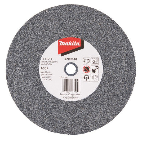 MAKITA 205mm x 19 x 15.88mm BENCH GRINDING WHEEL ALU OXIDE A60P B-51954