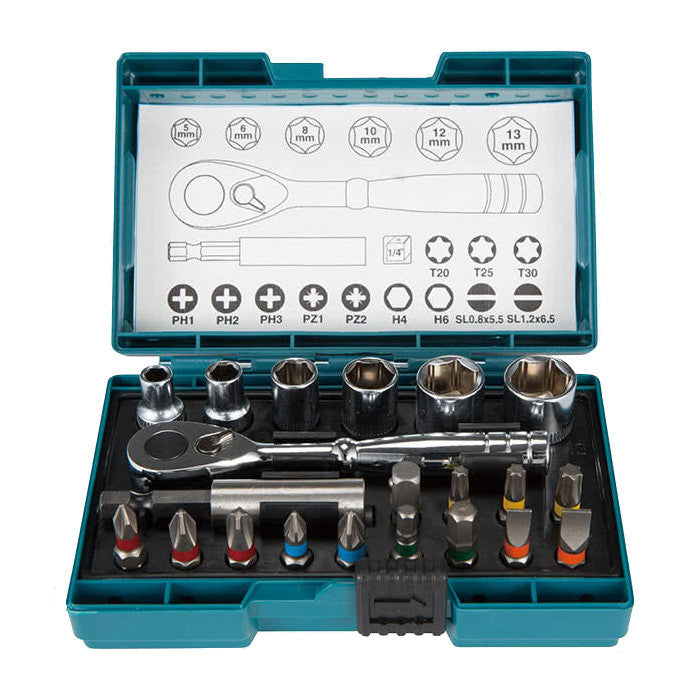 MAKITA 21PC MINI RACHET HANDLE DRIVER & SOCKET SET B-54081