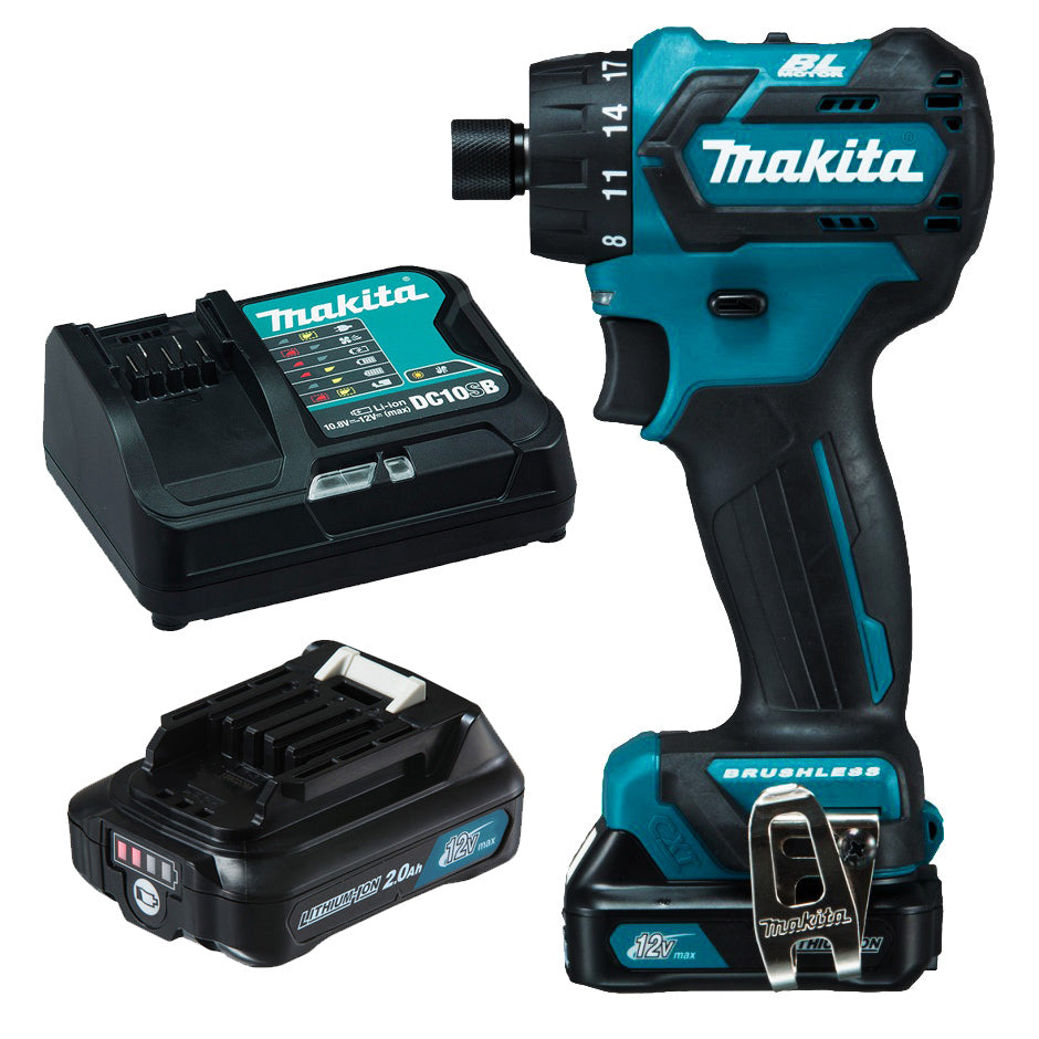 Makita 12V Brushless 1/4" Hex Driver Drill 2.0Ah Set DF032DSAE