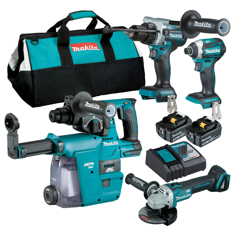 Makita 18V Brushless 4 Piece 5.0ah Combo DLX4148TX1