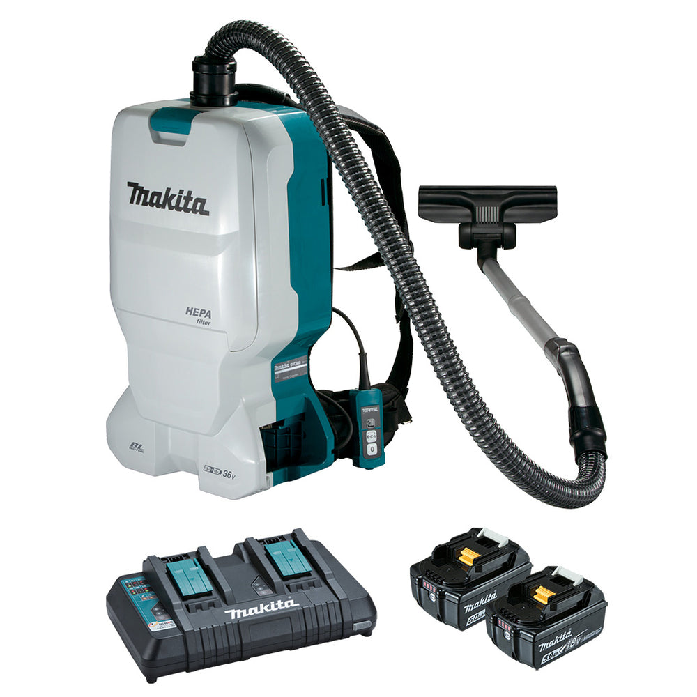 Makita 18Vx2 Backpack Vacuum 2x 5.0Ah Set DVC660T2X1
