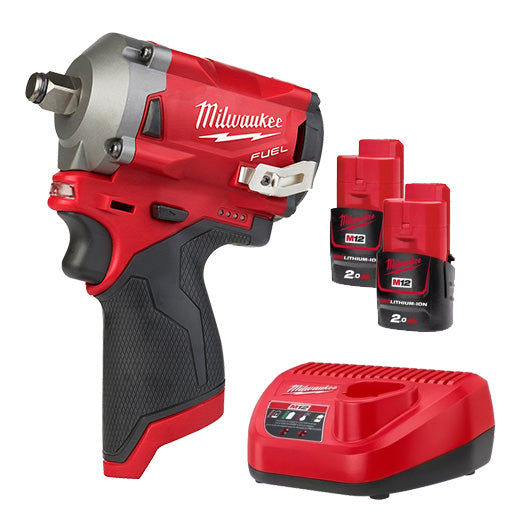 Milwaukee 12V Fuel Brushless 1/2" Stubby Impact Wrench w/Friction Ring 2.0Ah Set M12FIWF12-202B