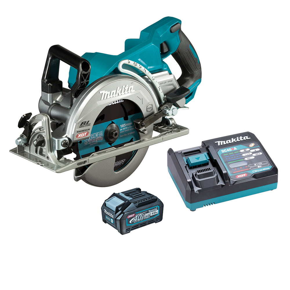 Makita 40V Max 185mm (7-1/4") Brushless Rear Handle Saw 4.0ah Set RS001GM101