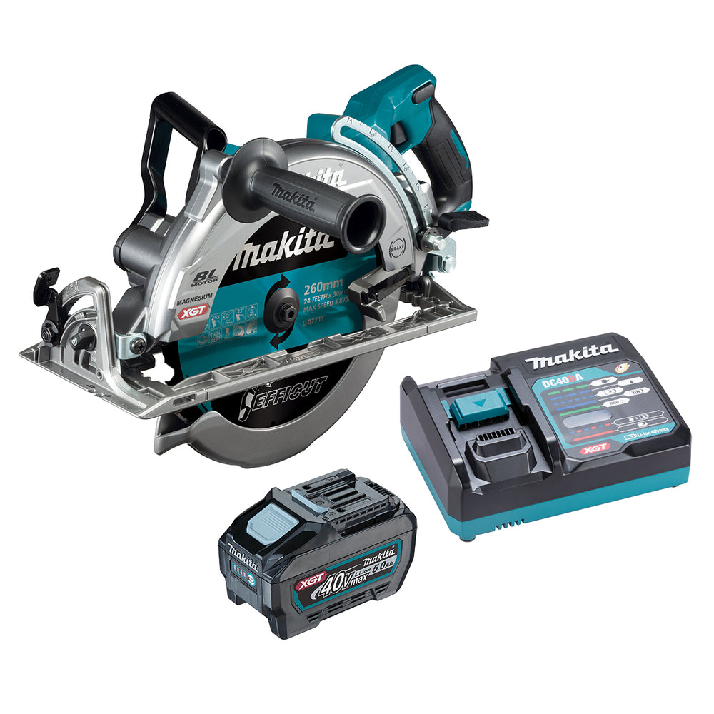 Makita 40V Max 260mm (10-1/4") Brushless Rear Handle Saw 5.0ah Set RS002GT101