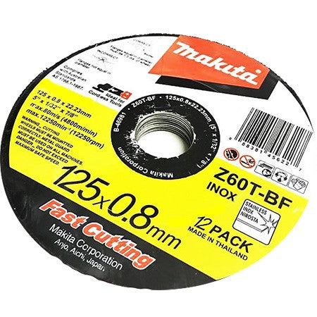 MAKITA 125mm x 0.8mm x 22.23mm - ELITE INOX ULTRA THIN CUTTING DISC Z60T - (12PK) B-46981-12