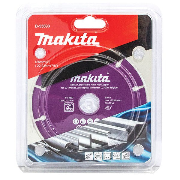MAKITA 125mm MULTIMAK DIAMOND BLADE SEG VAC BRAZE 22.23mm x 1.3mm B-53693