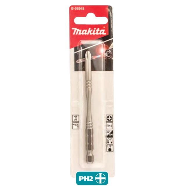 MAKITA PH2 x 100mm SLIM TORSION BIT SINGLE-ENDED (1PK) B-56948