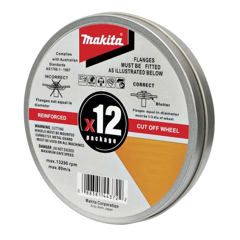 MAKITA 125mm x 1.2mm x 22.23mm - STANDARD INOX CUTTING DISC WA60T - (12PC) TIN D-20535-12