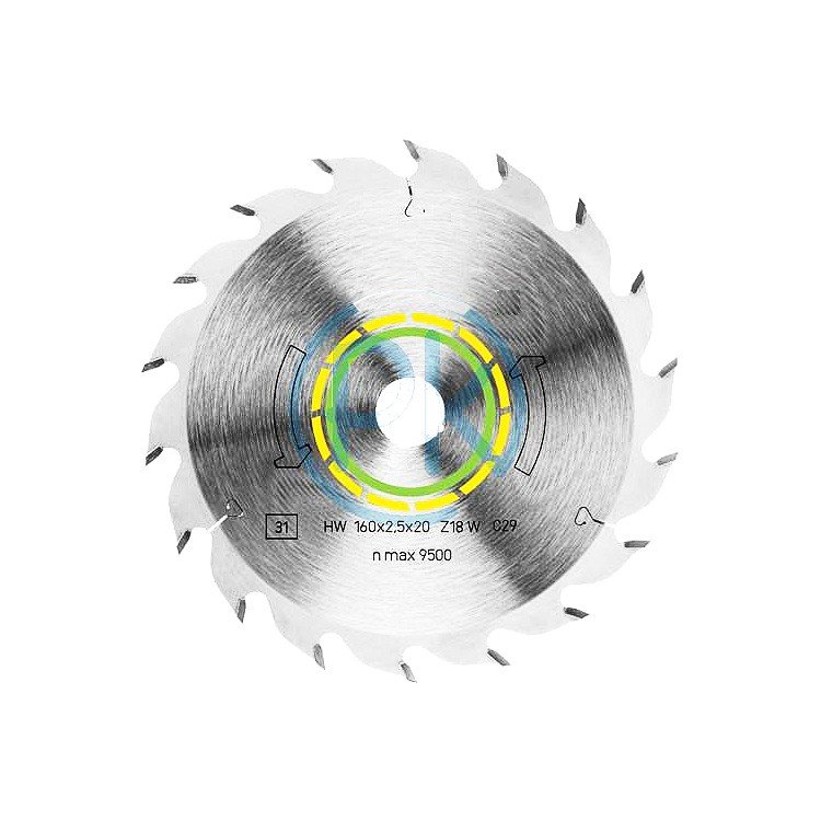 Festool Saw blade 160mm x 2.2 x 20mm 18 tooth HW 160X2.2X20 W18