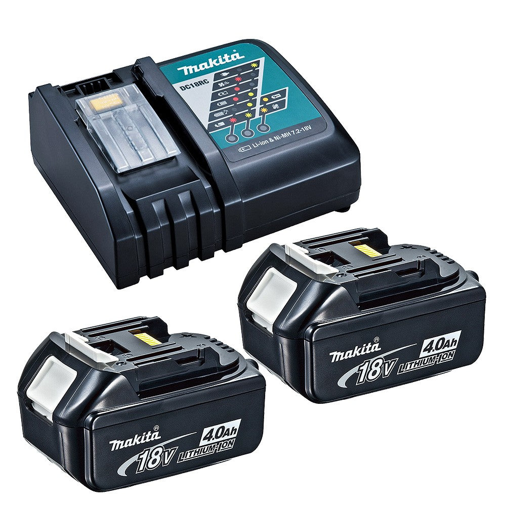 Makita 18V Single Port Rapid Battery Charger With 2 X 4.0Ah Battery 198497-6