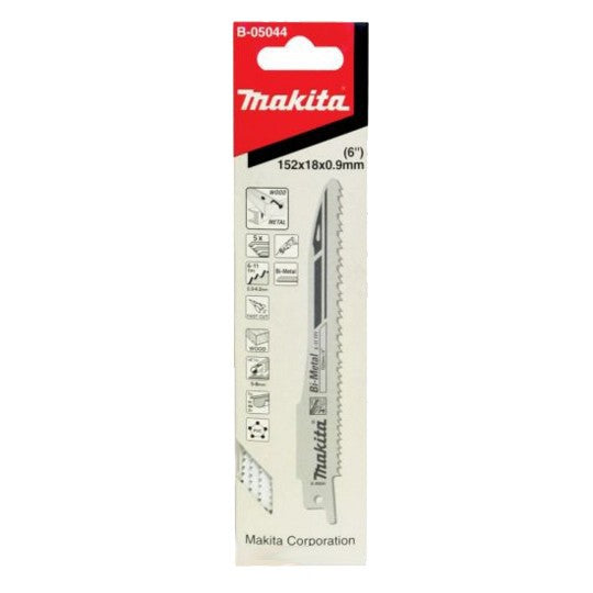 MAKITA RECIPRO BLADE BI-METAL 152mm - 6-11TPI - (5PK)- UNIVERSAL / MULTI MATERIAL B-05044