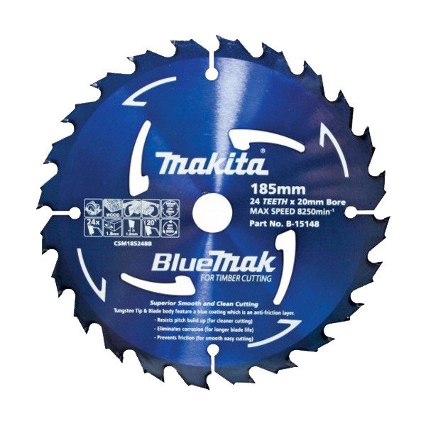 MAKITA BLUEMAK TCT SAW BLADE 185mm x 20mm x 24T - (20PK) B-15148-20
