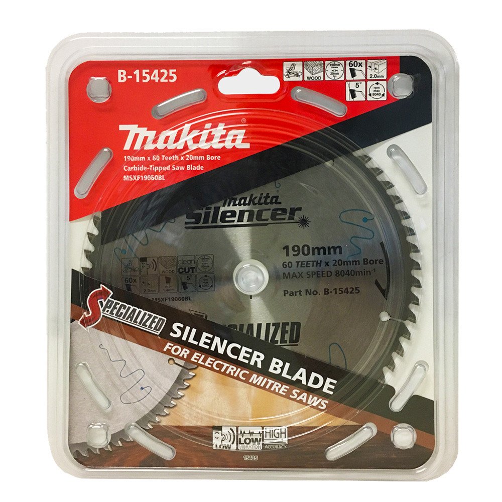 MAKITA SILENCER TCT SAW BLADE 190mm x 20mm x 60T B-15425