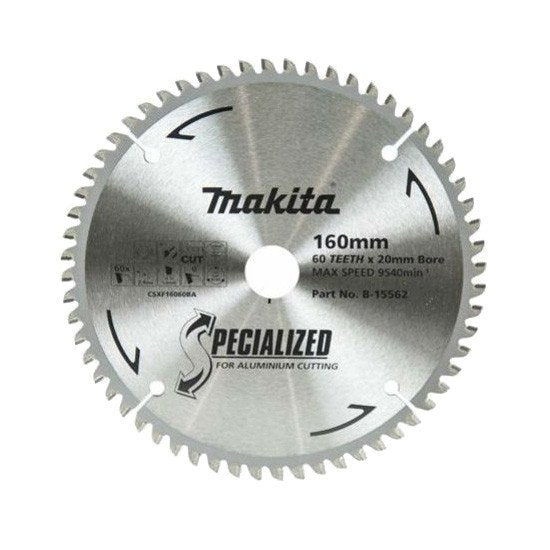 MAKITA ALUMINIUM TCT SAW BLADE 160mm x 20mm x 60T B-15562