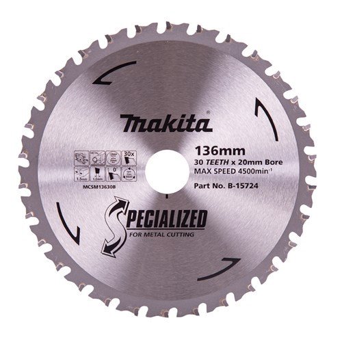 MAKITA COLD METAL CUTTING TCT SAW BLADE 136mm x 20mm x 30T B-15724