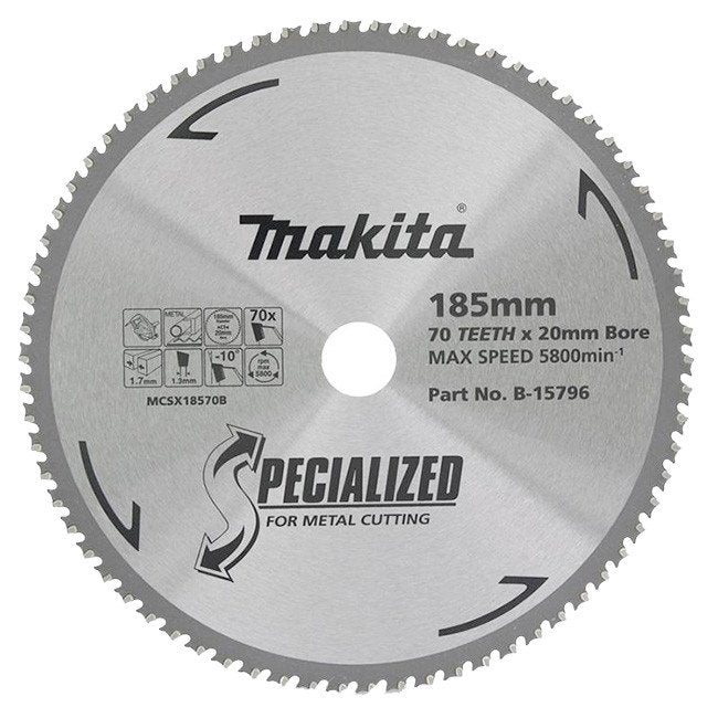 MAKITA COLD METAL CUTTING TCT SAW BLADE 185mm x 20mm x 70T B-15796
