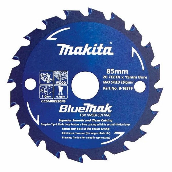 MAKITA BLUEMAK TCT SAW BLADE 85mm x 15mm x 20T B-16879