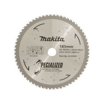 MAKITA 304 GRADE STAINLESS STEEL TCT SAW BLADE 185mm x 20mm x 64T - CERMET B-31675