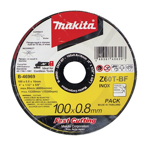 MAKITA 100mm x 0.8mm x 16mm - ELITE INOX ULTRA THIN CUTTING DISC Z60T - (12PK) B-46969-12