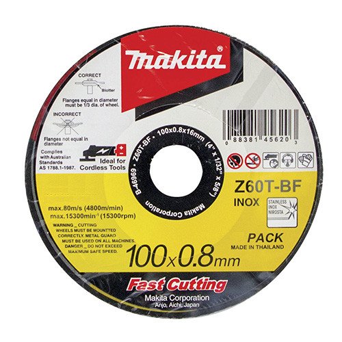 MAKITA 115mm x 0.8mm x 22.23mm - ELITE INOX ULTRA THIN CUTTING DISC Z60T - (12PK) B-46975-12
