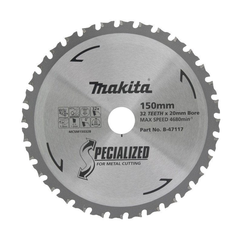 MAKITA COLD METAL CUTTING TCT SAW BLADE 150mm x 20mm x 32T B-47117
