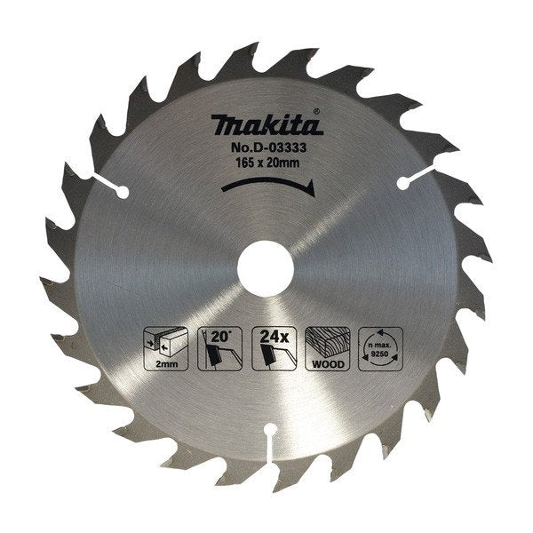 MAKITA STANDARD TCT SAW BLADE 165mm x 20mm x 24T D-03333