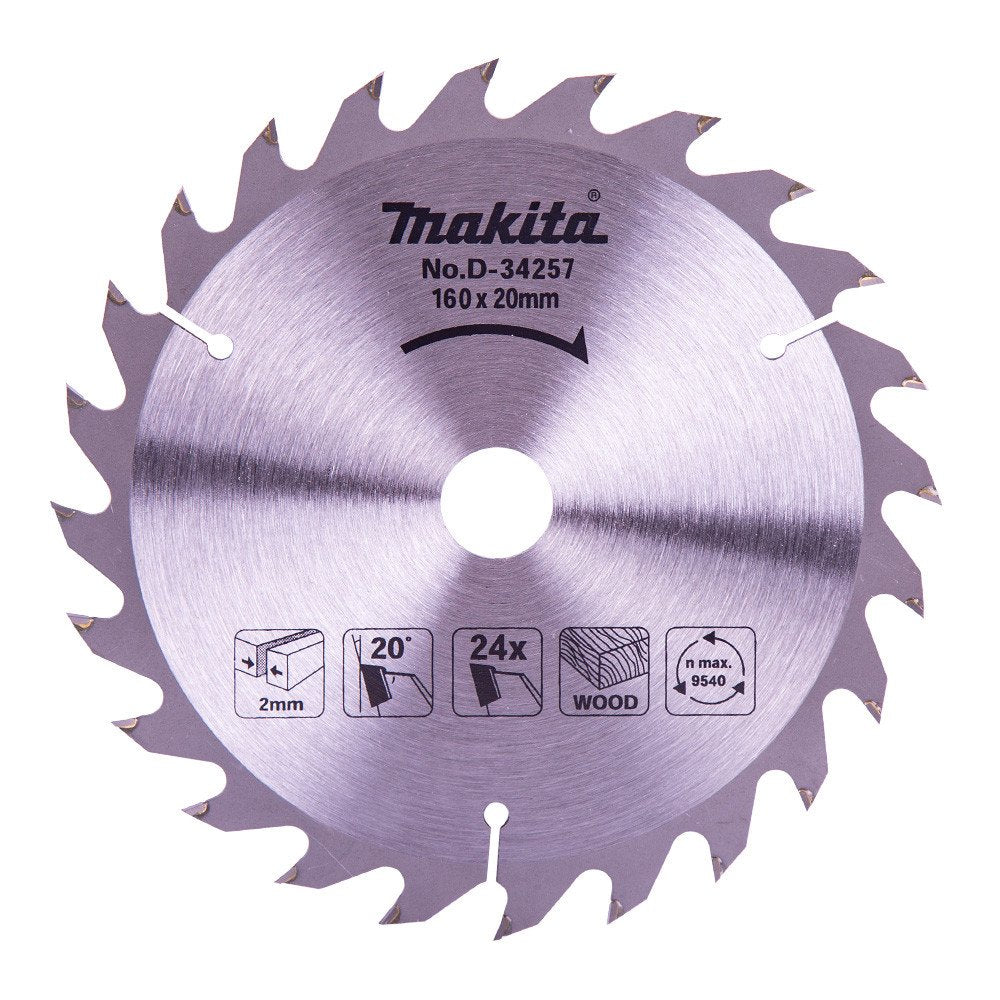 MAKITA STANDARD TCT SAW BLADE 160mm x 20mm x 24T D-34257