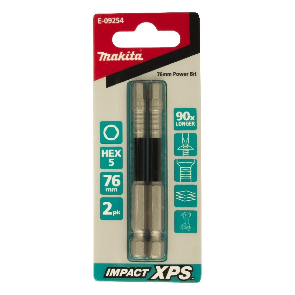Makita HEX5 x 75mm Impact XPS Power Bit (2pk) E-09254