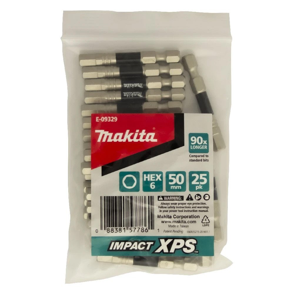 Makita HEX6 x 50mm Impact XPS Power Bit (25pk) E-09329
