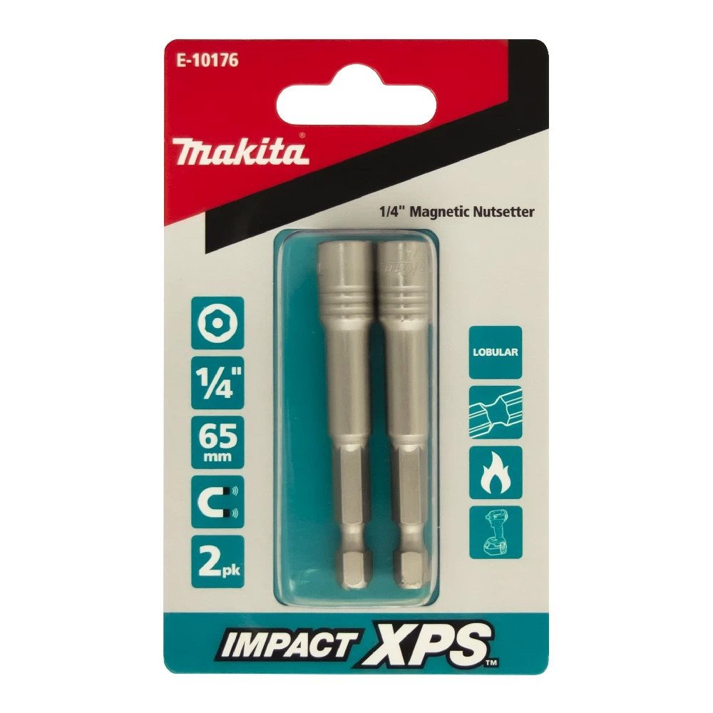 Makita 1/4" x 65mm Impact XPS Mag Nutsetter (2pk) E-10176