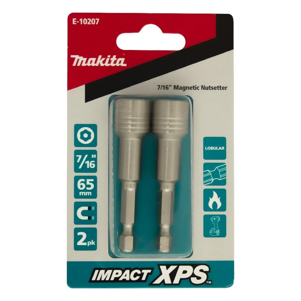 Makita 7/16" x 65mm Impact XPS Mag Nutsetter (2pk) E-10207