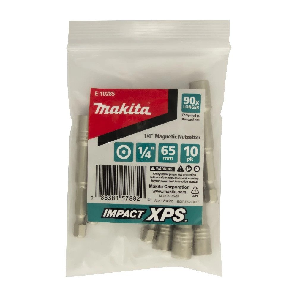Makita 1/4" x 65mm Impact XPS Mag Nutsetter (10pk) E-10285