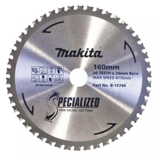 MAKITA COLD METAL CUTTING TCT SAW BLADE 160mm x 20mm x 46T B-15746