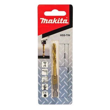MAKITA HSS-TIN G-SERIES METAL DRILL BIT 5.5 x 78mm - 1/4" HEX DRIVE - ELITE B-50968