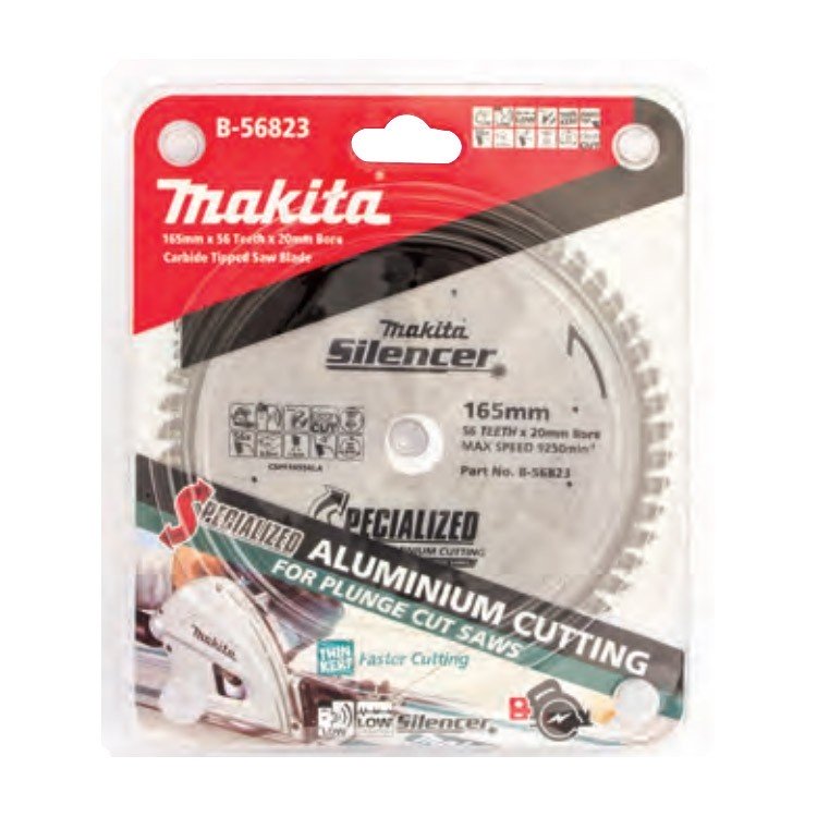 MAKITA PLUNGE SAW TCT SAW BLADE 165mm x 20 x 56T / ALUMINIUM 2mm KERF B-56823