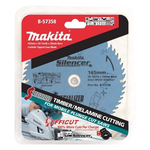 MAKITA EFFICUT TCT SAW BLADE 165mm x 20 x 56T / DSP601Z B-57358