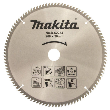 MAKITA MULTI CUT TCT SAW BLADE 260mm x 30 x 120T D-62234