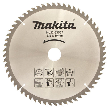 MAKITA MULTI CUT TCT SAW BLADE 235mm x 30 x 60T D-63557
