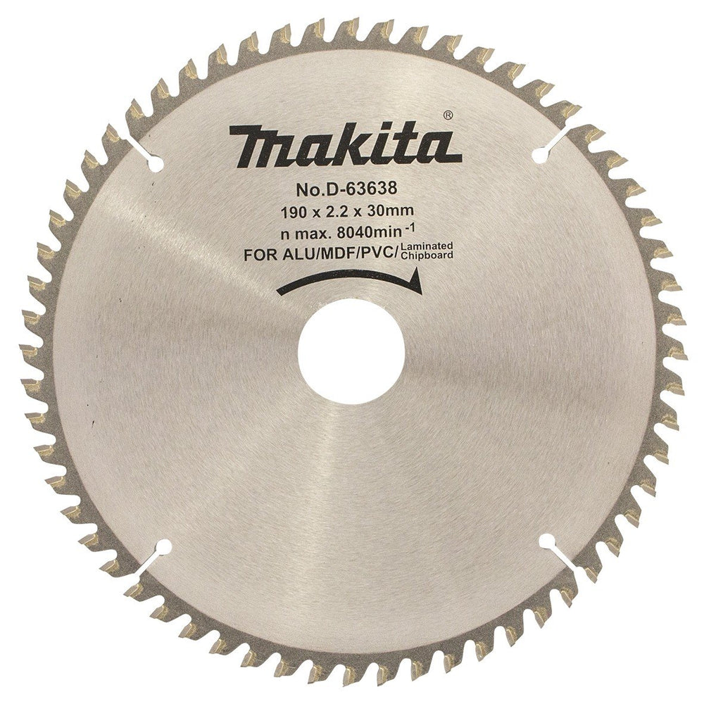 MAKITA MULTI CUT TCT SAW BLADE 190mm x 30 x 60T D-63638