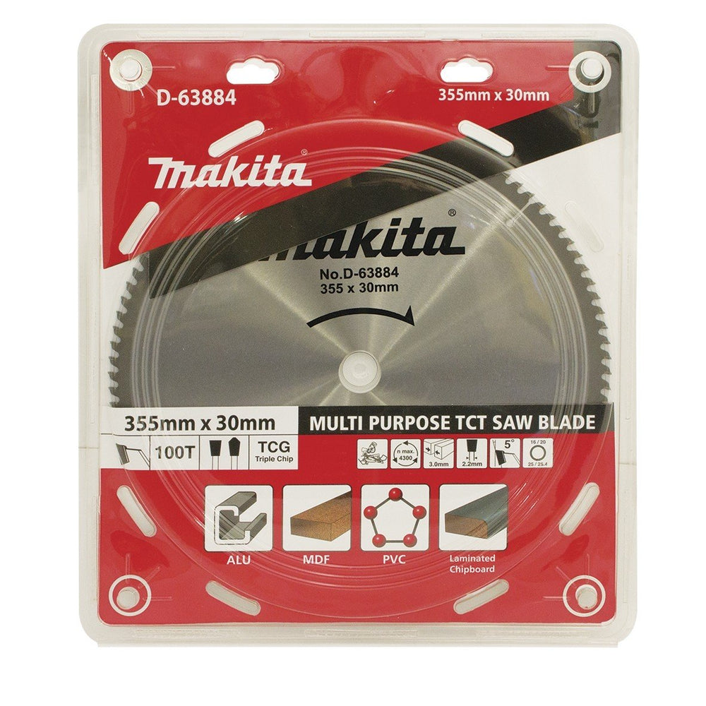 MAKITA MULTI CUT TCT SAW BLADE 355mm x 30 x 100T D-63884
