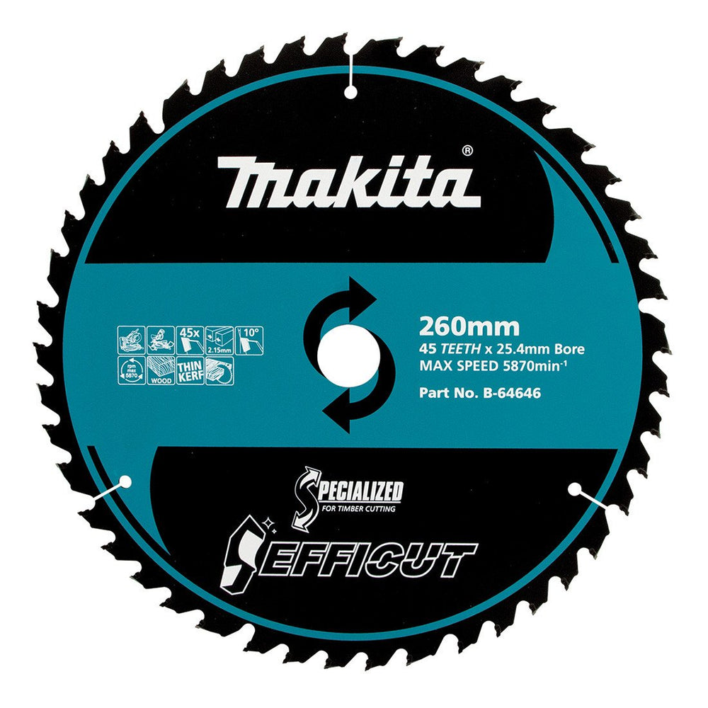 MAKITA EFFICUT TCT SAW BLADE 260mm x 25.4 x 45T B-64646