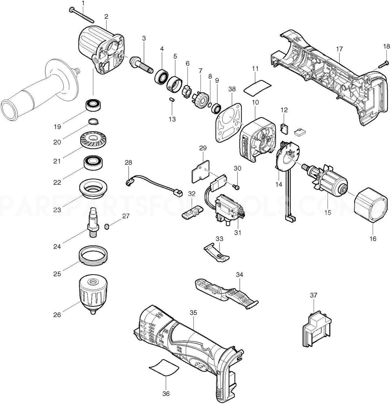 Makita BDA351 Spare Parts